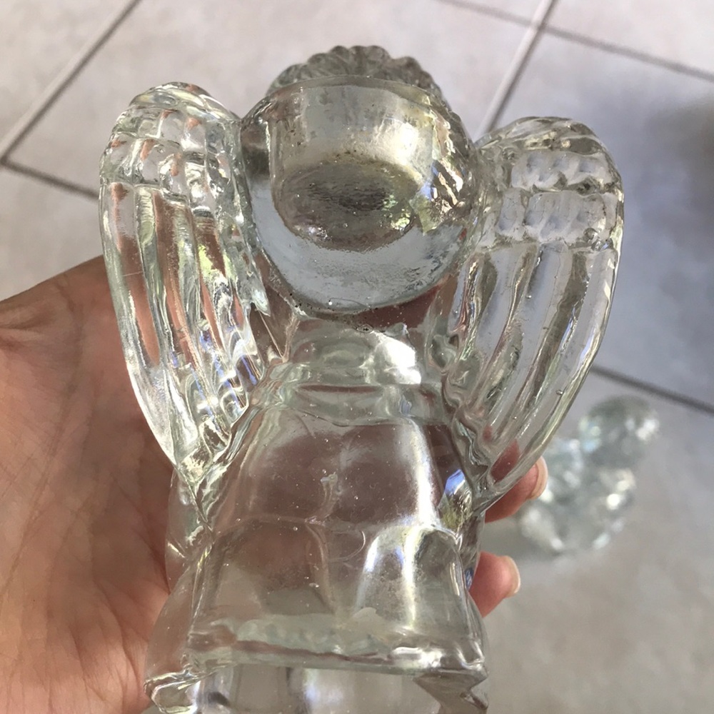 Pair of Clear Crystal  Angels  Candleholders - Picture 8 of 12